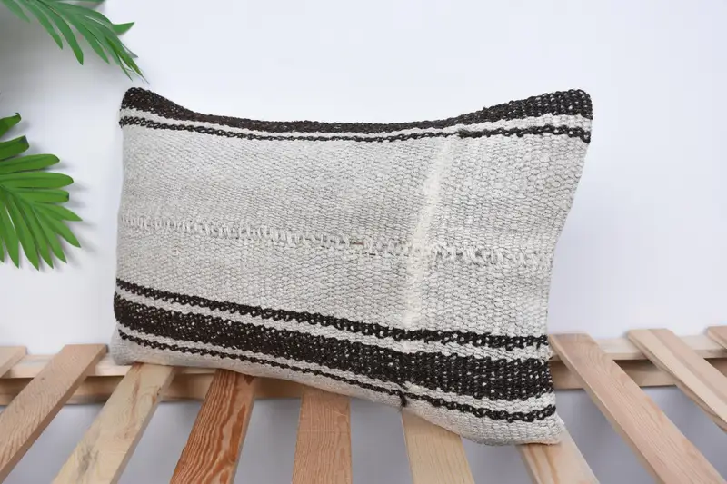 Home Decor Pillow, Cushion, Interior Designer Pillow, Indoor Cushion Case, Sofa Cushion, Ethnical Kilim Rug Pillow, 12x20 White Cushion - 5