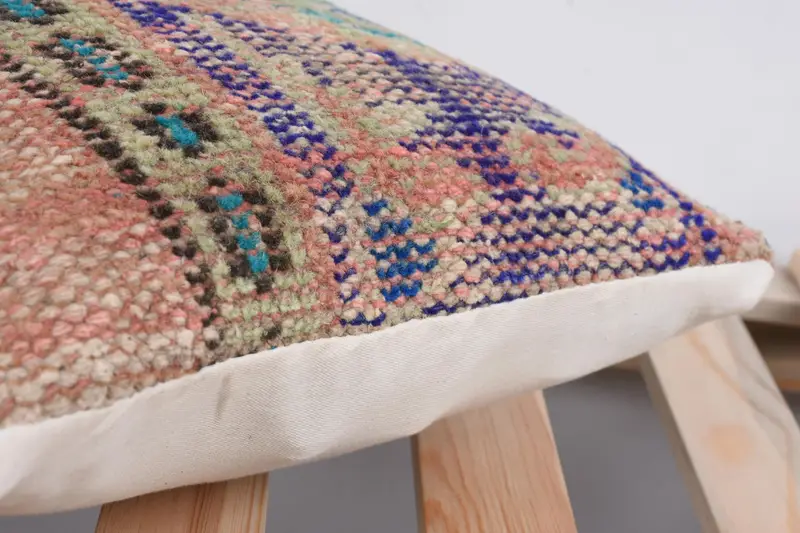 Türkischer Kilim Kissen, Außenkissenabdeckung, Vintage -Kilim -Kissen, Kissen für Sofa, 12x12 blaues Kissenschein, Bürokissen -Kissenbezüge, Kissenschamm - 7
