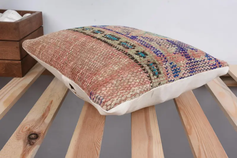 Türkischer Kilim Kissen, Außenkissenabdeckung, Vintage -Kilim -Kissen, Kissen für Sofa, 12x12 blaues Kissenschein, Bürokissen -Kissenbezüge, Kissenschamm - 6