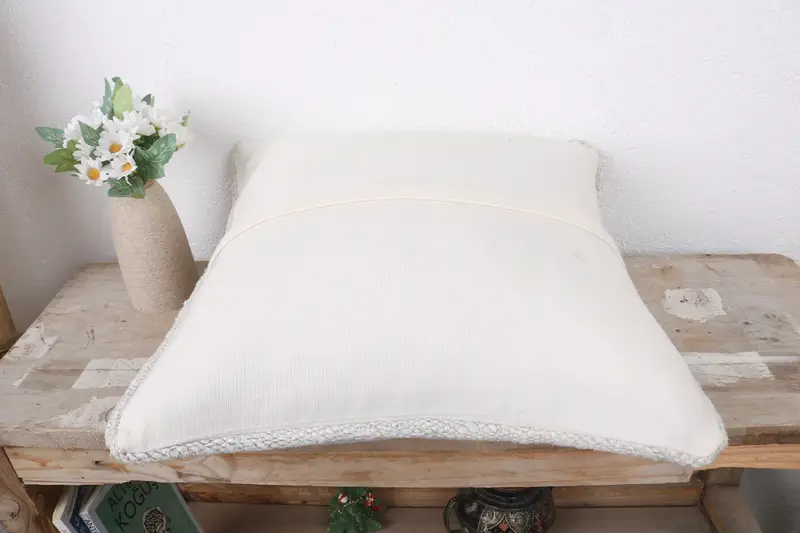 Patio Cushion Cover, Handmade Kilim Cushion, Ethnical Kilim Rug Pillow, Cushion, Boho Pillow Sham Cover, 16x16 White Cushion - 7