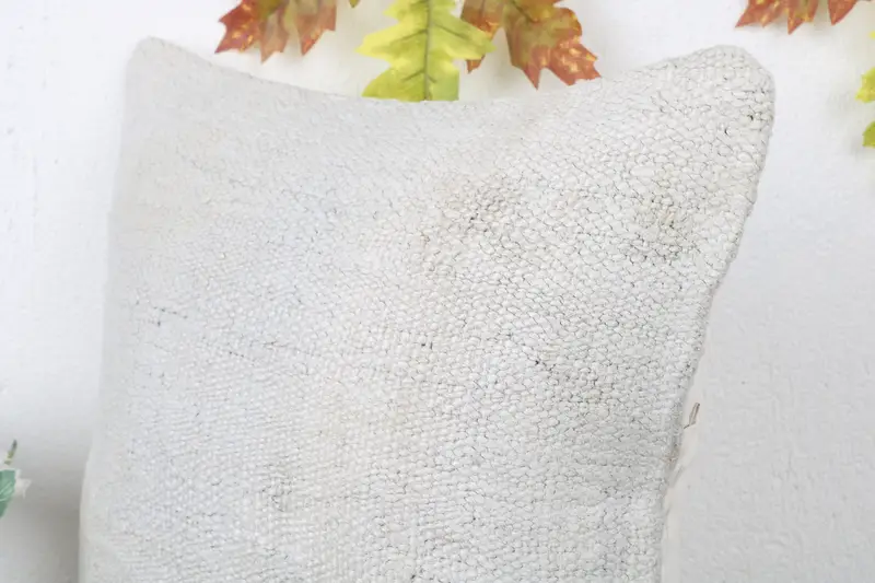 Patio Cushion Cover, Handmade Kilim Cushion, Ethnical Kilim Rug Pillow, Cushion, Boho Pillow Sham Cover, 16x16 White Cushion - 5