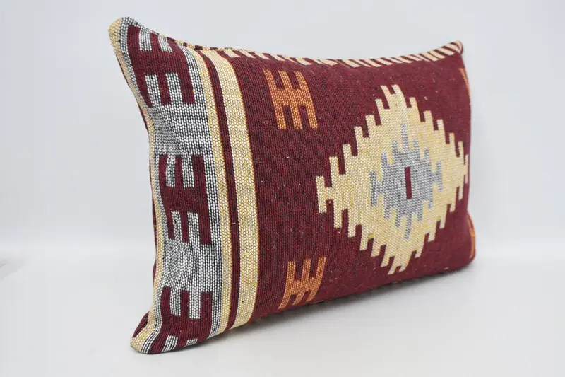 20x28 Red Cushion Case, Boho Pillow Sham Cover, Muted Pillow Sham, Handmade Kilim Cushion, Cushion Case, Ethnical Kilim Rug Pillow - 3