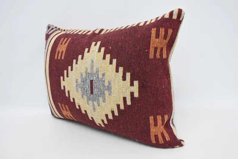 20x28 Red Cushion Case, Boho Pillow Sham Cover, Muted Pillow Sham, Handmade Kilim Cushion, Cushion Case, Ethnical Kilim Rug Pillow - 4
