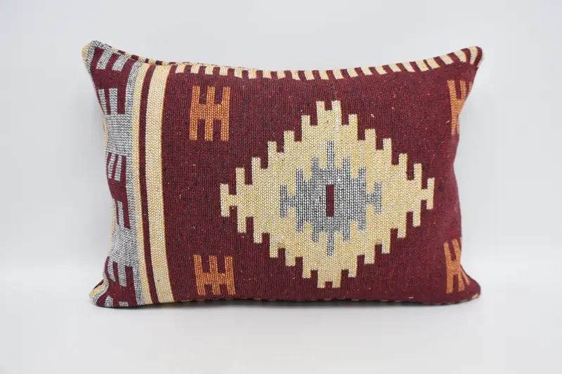 20x28 Red Cushion Case, Boho Pillow Sham Cover, Muted Pillow Sham, Handmade Kilim Cushion, Cushion Case, Ethnical Kilim Rug Pillow - 1