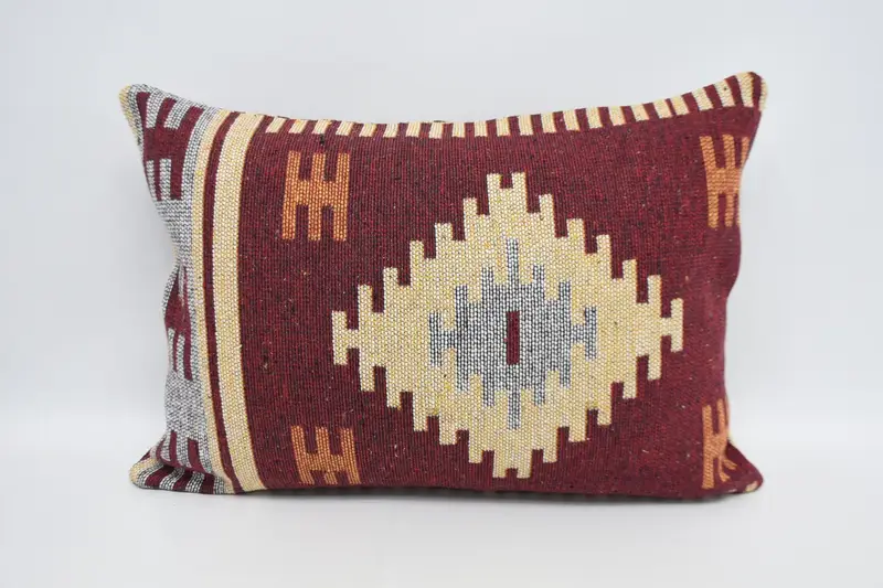 20x28 Red Cushion Case, Boho Pillow Sham Cover, Muted Pillow Sham, Handmade Kilim Cushion, Cushion Case, Ethnical Kilim Rug Pillow - 5