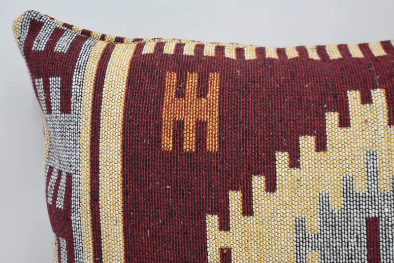 20x28 Red Cushion Case, Boho Pillow Sham Cover, Muted Pillow Sham, Handmade Kilim Cushion, Cushion Case, Ethnical Kilim Rug Pillow - 2