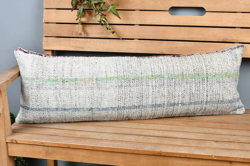 Kilim Pillow Cover, Vintage Kilim Throw Pillow, Pillow for Sofa, 12x36 White Pillow Case, Pillow Sham, Farmhouse Pillow Cover - 1
