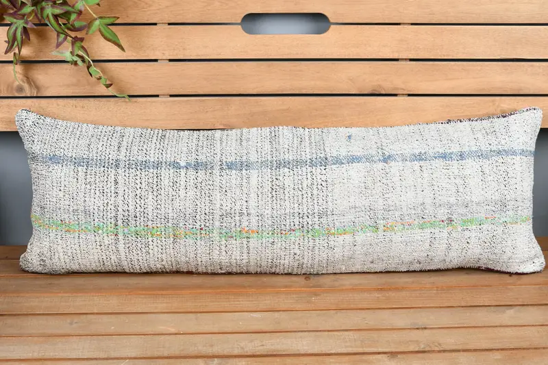 Kilim Pillow Cover, Vintage Kilim Throw Pillow, Pillow for Sofa, 12x36 White Pillow Case, Pillow Sham, Farmhouse Pillow Cover - 6
