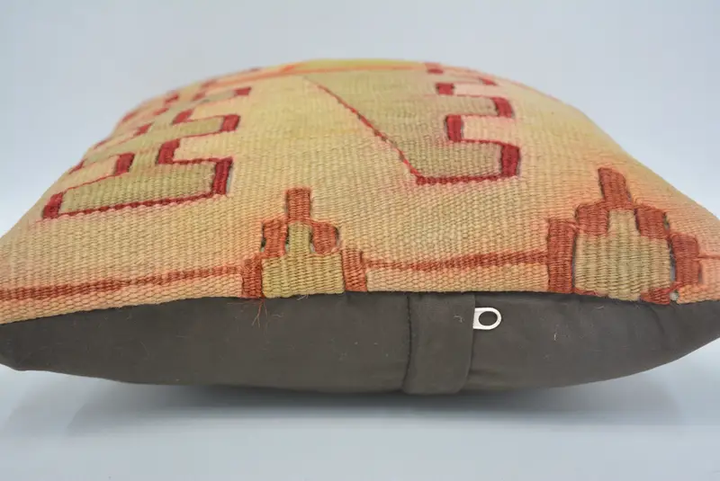 Accent Pillow Sham, Boho Pillow, Pillow Cover, 12x12 Beige Cushion Case, Turkish Corner Pillow, Vintage Kilim Pillow, Gift Pillow - 5