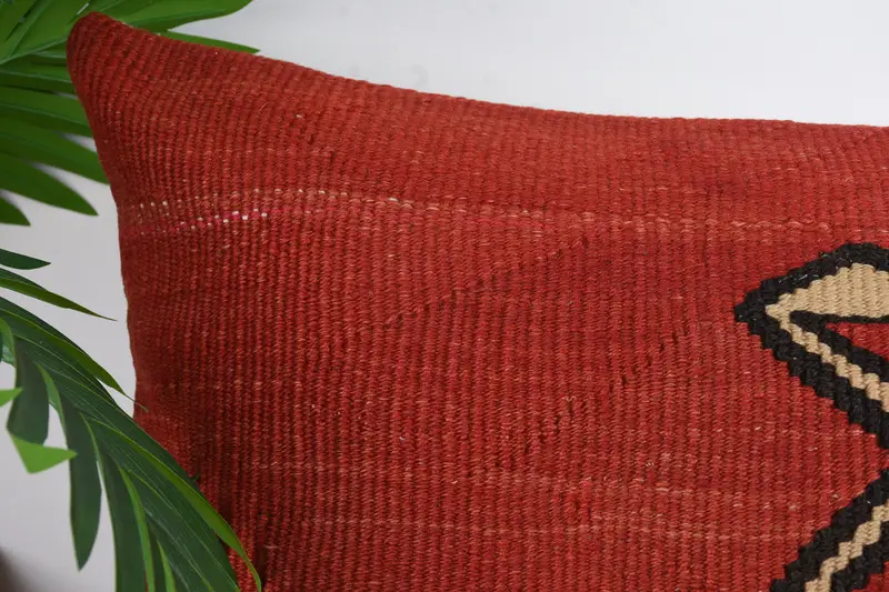 Boho Pillow, Turkish Pillow, Bolster Cushion, 16x43 Red Pillow Case, Handwoven Cushion, Cushion, Antique Pillows, Bed Pillow Case - 2