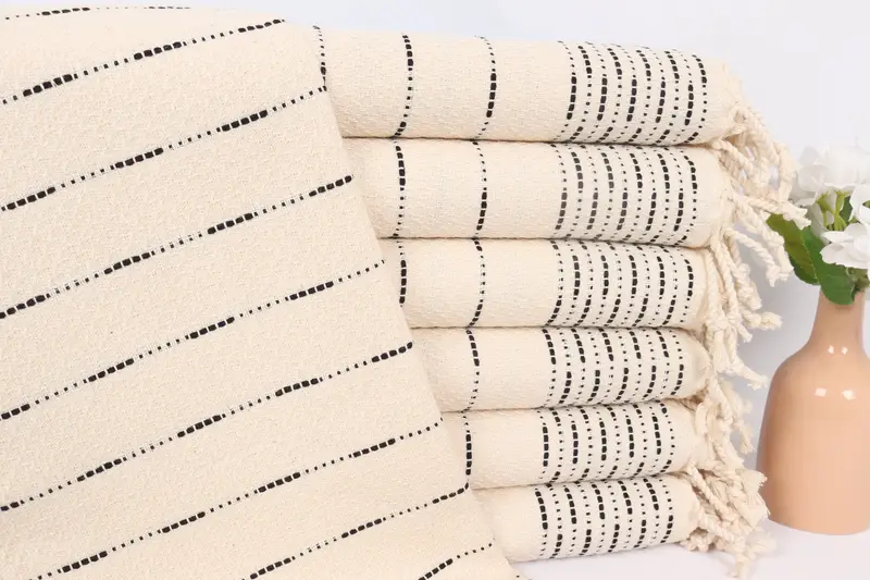 Gift For Coworker, 36x18 Cotton Striped Design Towel, Organic Towel, Monogram Hand Towel, Wedding Favors, Wedding Gift, Bachelorette Towel - 1