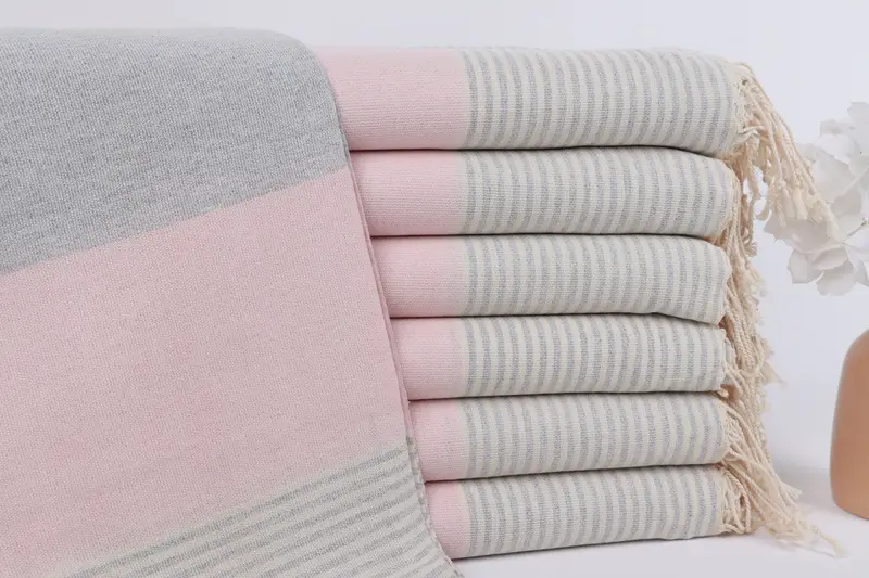 Pink-Gray Cotton Towel Personalized Gift 40x67 Inches