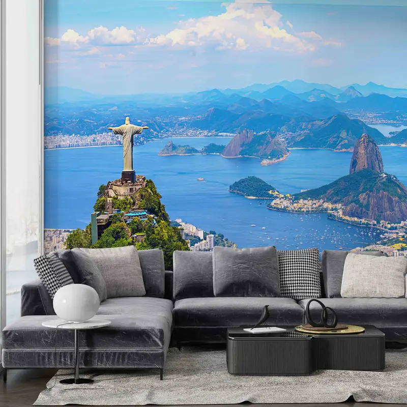 View Wall Stickers, 3D Wall Art, Jesus Statue And Brasil Landscape Paper Art, Cityscape Wall Print, Christ Paper Art, Modern Wall Decal, - 7