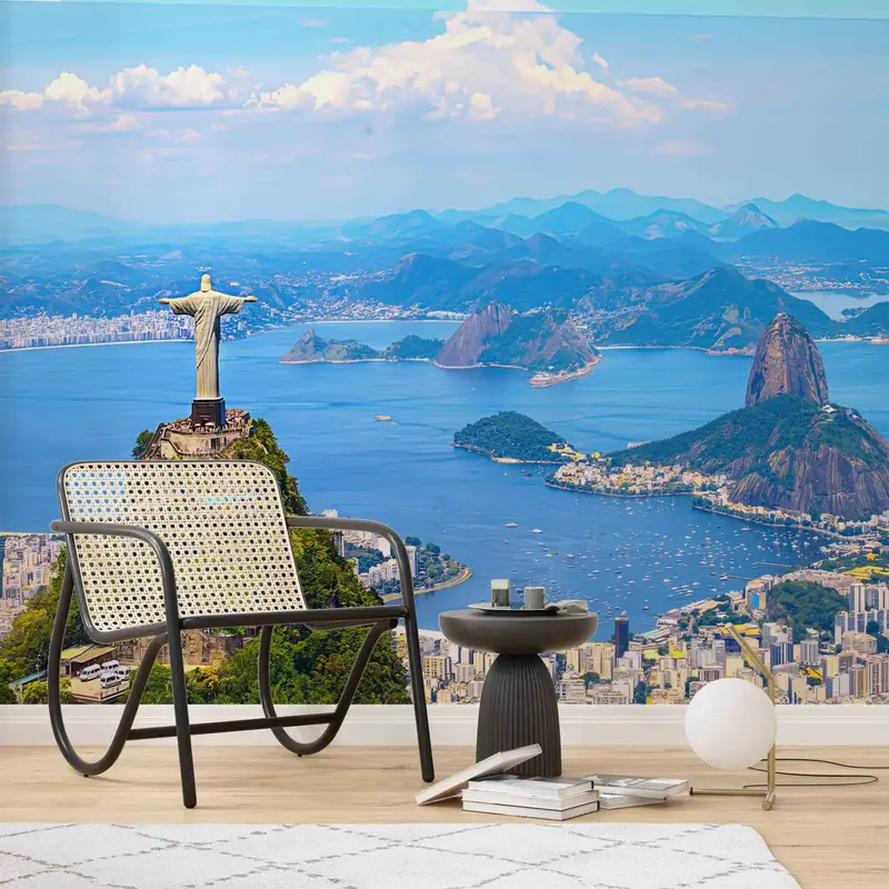 View Wall Stickers, 3D Wall Art, Jesus Statue And Brasil Landscape Paper Art, Cityscape Wall Print, Christ Paper Art, Modern Wall Decal, - 6