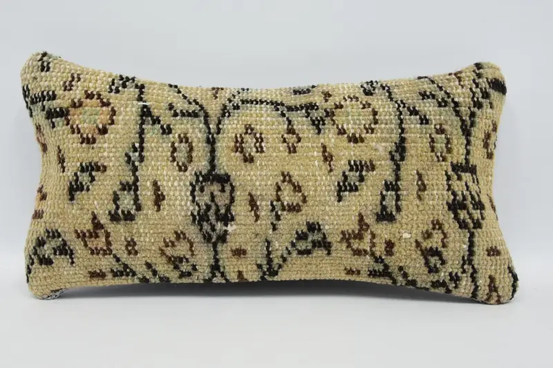 Turkish Pillowcase, 20x40 cm Beige Pillow, Farmhouse Mini Lumbar Gift Cushion Cover - 1