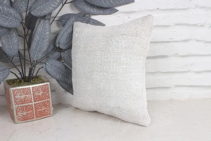 Outdoor Cushion Case, Boho Pillow Sham Cover, Pillow, Meditation Pillow Case, Kilim Pillow Cover, 12x12 Beige Pillow Case, Handmade Kilim Cushion - 3