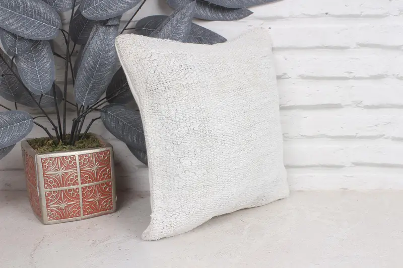 Outdoor Cushion Case, Boho Pillow Sham Cover, Pillow, Meditation Pillow Case, Kilim Pillow Cover, 12x12 Beige Pillow Case, Handmade Kilim Cushion - 4