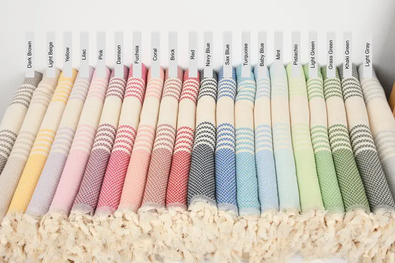 Customized Turkish Beach Towel, Organic Cotton, Beige Stripes, 40x71 Inches