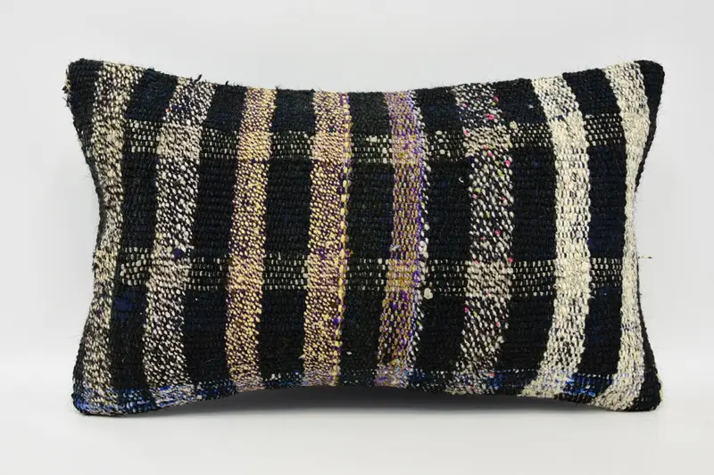 Kilim Pillow Cover, Anatolian Pillow, 12x20 Brown Cushion Cover, Antique Pillows, Authentic Cushion, Pillow for Sofa, Pillow - 1