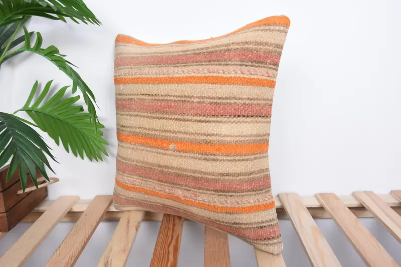 16x16 Pink Pillow Cover, Antique Pillows, Yoga Pillow Sham, Pillow Sham, Rustic Cushion, Vintage Kilim Throw Pillow, Pillow for Sofa - 5