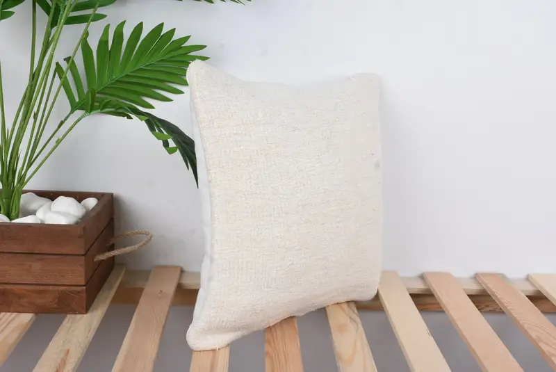 Interior Designer Pillow, Vintage Kilim Pillow, 14x14 White Pillow Sham, Cushion Case, Tribal Cushion, Bed Pillow Sham, Boho Pillow Sham Cover - 4