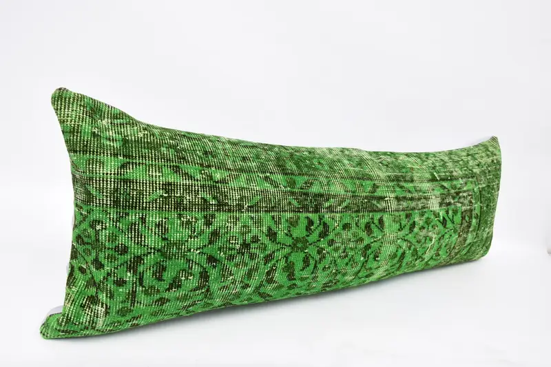 Pillow Case, Kilim Pillow, 16x48 Green Pillow Sham, Interior Designer Pillow, Southwestern Pillow Cover, Kilim Pillow Cover - 3