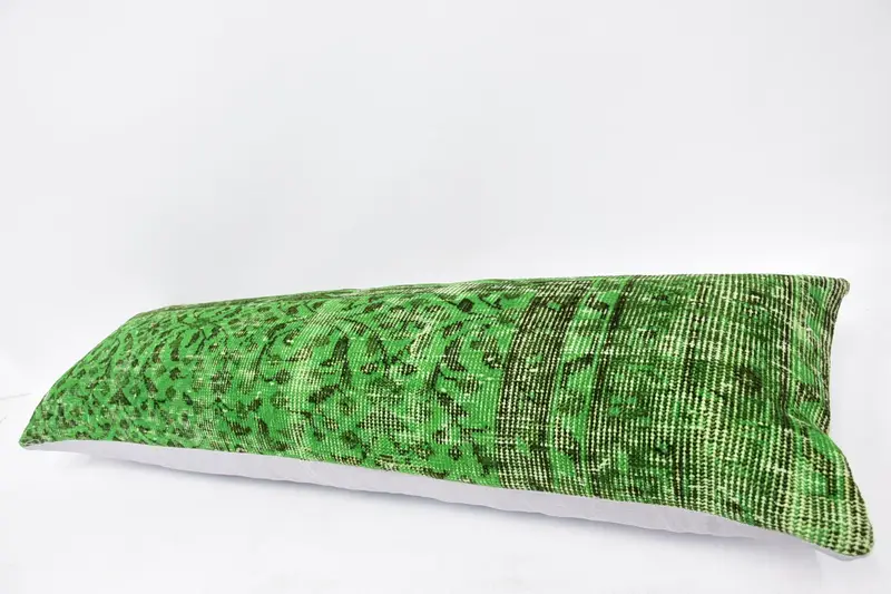 Pillow Case, Kilim Pillow, 16x48 Green Pillow Sham, Interior Designer Pillow, Southwestern Pillow Cover, Kilim Pillow Cover - 5