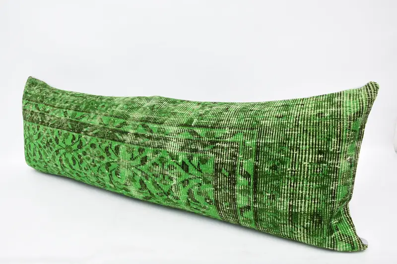 Pillow Case, Kilim Pillow, 16x48 Green Pillow Sham, Interior Designer Pillow, Southwestern Pillow Cover, Kilim Pillow Cover - 4