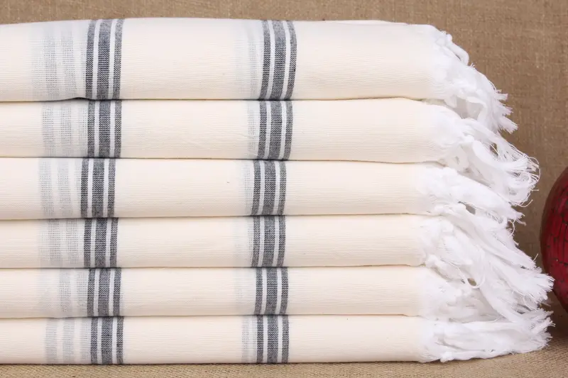 Kişiye Özel Lacivert Çizgili Türk Plaj Havlusu, Organik Pamuk, 40x71 İnç