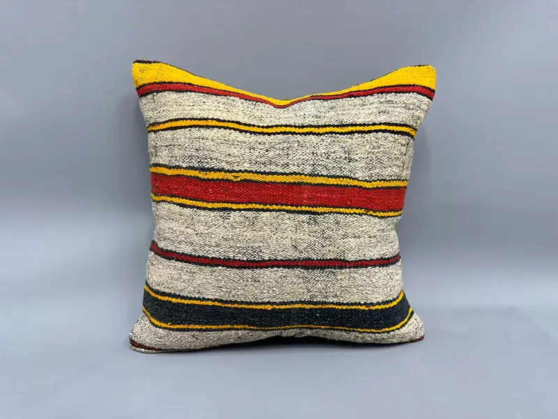 Turkish Corner Pillow Cover, Pillow for Sofa, Throw Kilim Pillow, 18x18 White Cushion Case, Interior Designer Pillow, Cushion - 4