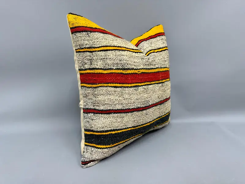 Turkish Corner Pillow Cover, Pillow for Sofa, Throw Kilim Pillow, 18x18 White Cushion Case, Interior Designer Pillow, Cushion - 2