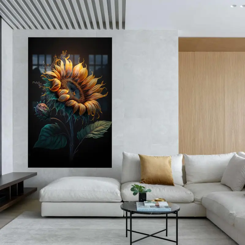 Modern Ayçiçeği Baskılı Cam: Zarif Mutfak Dekorunun Temeli