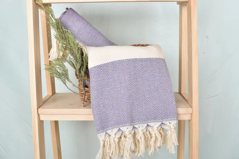 70x40 Cotton Herringbone Towel, Home Decor Gifts, Bridesmaid Gift, Baby Boy Gift, Sand-resistant towel, Peshtemal beach towel with unique design - 4