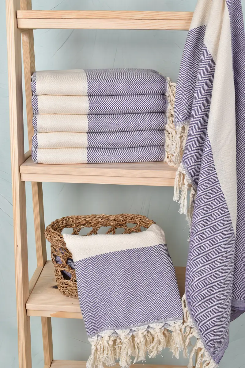 70x40 Cotton Herringbone Towel, Home Decor Gifts, Bridesmaid Gift, Baby Boy Gift, Sand-resistant towel, Peshtemal beach towel with unique design - 3