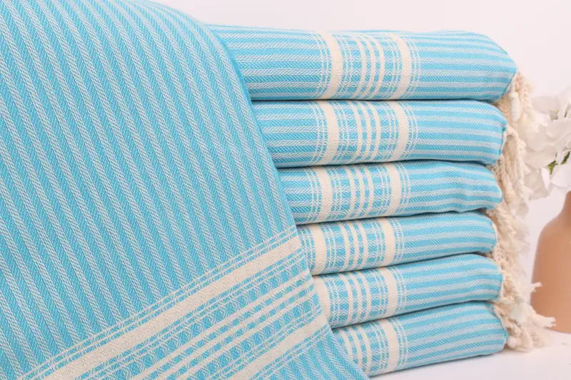 Kişiye Özel Düğün Hediyesi Türk Plaj Havlusu Turkuaz 38x67 İnç