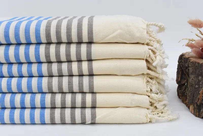 Personalized Beach Towel Monogrammed Turkish Cotton Brown-Blue, 70x40 Inches