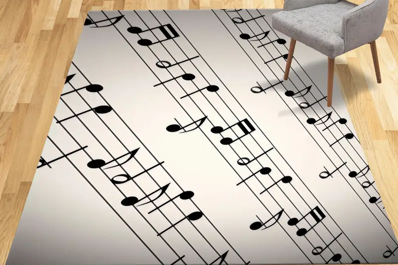Alfombra estampada de moda: diseño inspirado en músicos para una habitación de niña moderna