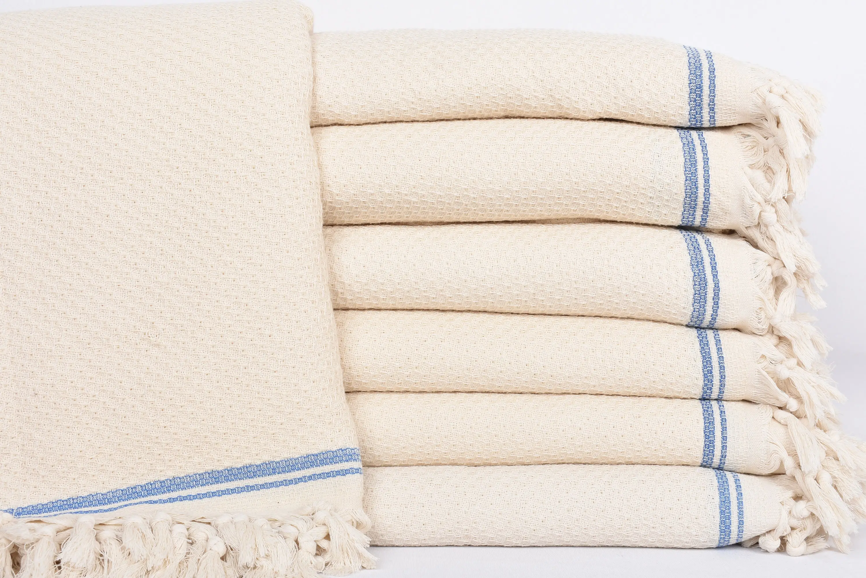 Parliament Blue Striped Organic Cotton Blanket, 93x91 Inches - 1