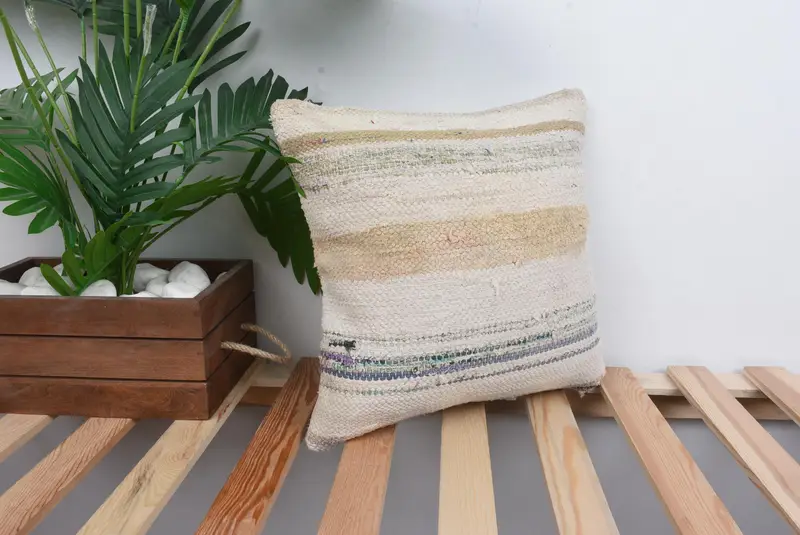 Interior Designer Pillow, 14x14 White Pillow, Garden Pillow Sham, Cushion, Art Deco Pillow Sham, Handmade Kilim Cushion, Kilim Cushion Sham - 4