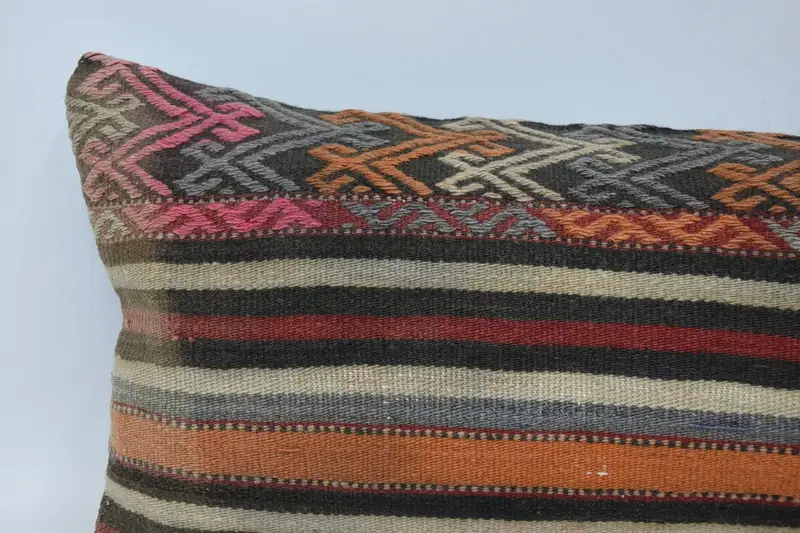 16x48 Red Cushion, Kilim Cushion Sham, Cushion Case, Ethnical Kilim Rug Pillow, Kilim Pillow, Kilim Rug Cushion Case, Authentic Pillow - 2