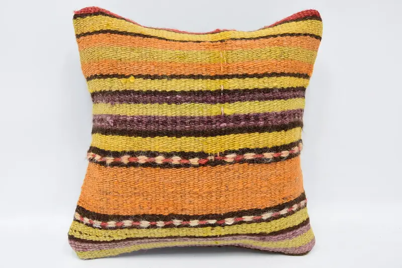 Floor Pillow, Pattern Throw Pillow Case, Home Decor Pillow, Armchair Pillow, Vintage Pillow, 12x12 Orange Pillow Sham, Pillow, Gift Pillow - 1