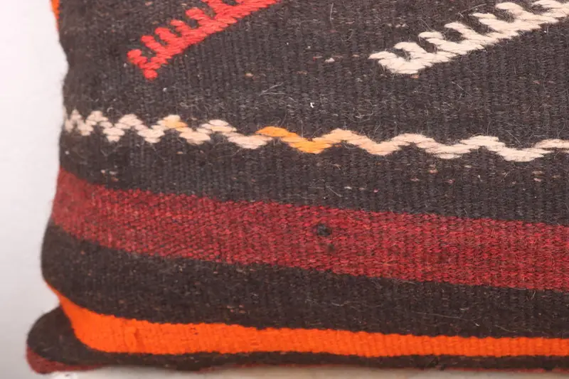 Sustainable Pillow Sham, Floor Cushion Case, Ethnical Kilim Rug Pillow, Pillow, Throw Kilim Pillow, 16x36 Brown Pillow, Vintage Kilim Pillow - 3
