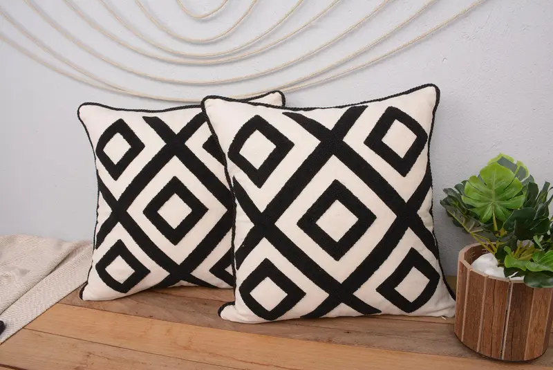 Almohada bordada del suroeste hecha a mano, almohada de lanzamiento vintage de 16x16