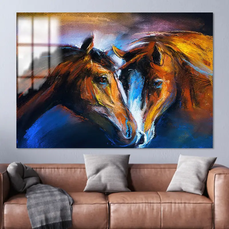 Moderne abstrakte Pferdeleinwand: Elegantes Bauernhausdekor-Geschenk