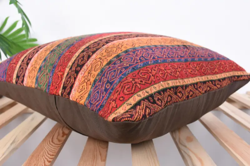 Turkish Kilim Pillow, Antique Pillows, Authentic Cushion Case, 20x20 Red Cushion Cover, Bolster Throw Pillow Sham, Gift Pillow, Pillow Cover - 6