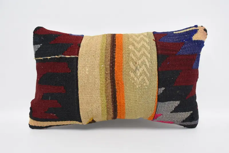 Red Throw Striped Cushion Case, 12x20 inch Moroccan Euro Sham - 1