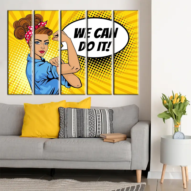 Bunu yapabiliriz, güçlü kadınlar, vintage duvar sanatı, vintage poster, kadın duvar sanatı, kadın posterler, modern duvar sanatı, duvar sanatı tuval, kadınlar pop sanat - 3