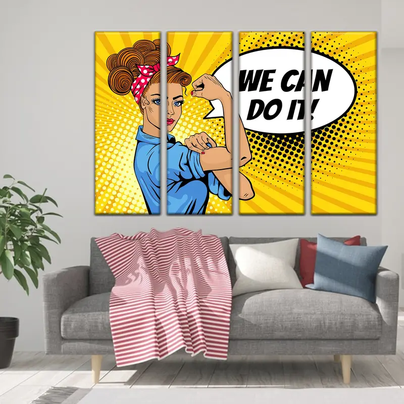 Bunu yapabiliriz, güçlü kadınlar, vintage duvar sanatı, vintage poster, kadın duvar sanatı, kadın posterler, modern duvar sanatı, duvar sanatı tuval, kadınlar pop sanat - 5