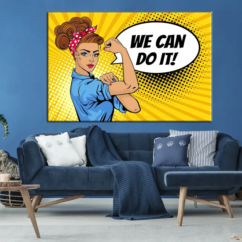 Bunu yapabiliriz, güçlü kadınlar, vintage duvar sanatı, vintage poster, kadın duvar sanatı, kadın posterler, modern duvar sanatı, duvar sanatı tuval, kadınlar pop sanat - 2