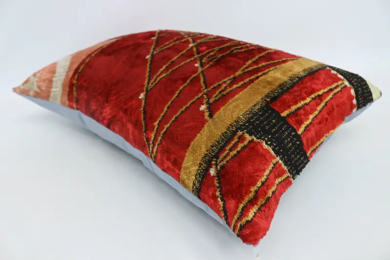 Cushion Case, Turkish Kilim Pillow, Bolster Throw Cushion Case, Turkish Pillow, Accent Cushion, Vintage Kilim Pillow, 16x24 Red Pillow Case - 6